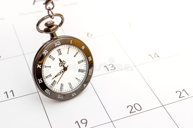 Pocket Watch on the Calendar Stock Image Image of diary horizontal