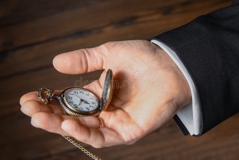 A Pocket Watch in the Hands of a Man Stock Image Image of equipment