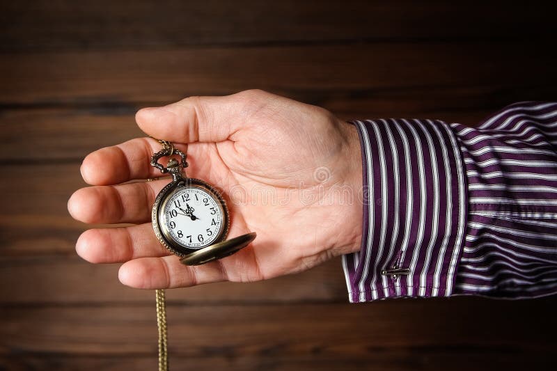 A Pocket Watch in the Hands of a Man Stock Image Image of equipment