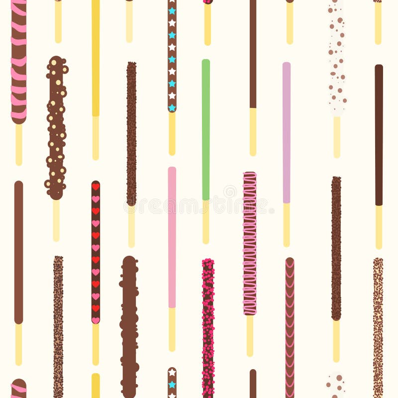 Pocky pepero stick seamless pattern. Stock vector illustration of popular asian sweet snack biscuit of different taste. Pocky pepero stick seamless pattern. Stock vector illustration of popular asian sweet snack biscuit of different taste