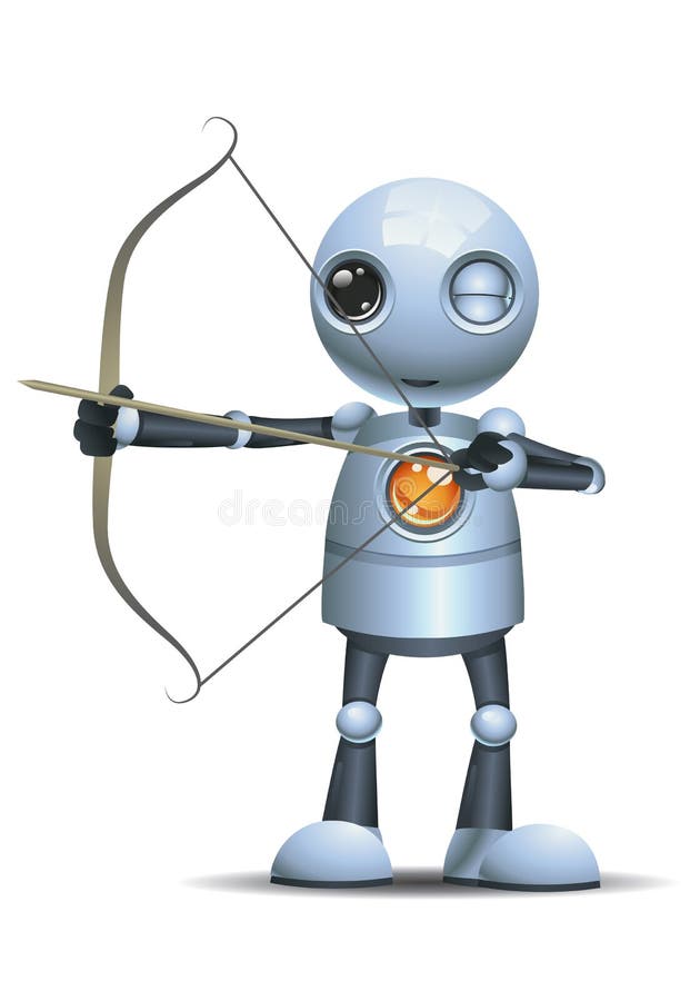 Poco arco dell'arcere della tenuta del robot royalty illustrazione gratis Poco arco dell'arcere della tenuta del robot royalty illustrazione gratis
