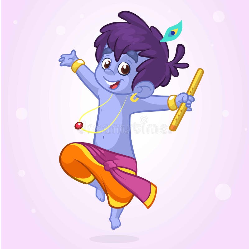 Poco fumetto Krishna con una flauto Cartolina d'auguri per il compleanno di Krishna Illustrazione di vettore isolata su una prior illustrazione vettoriale Poco fumetto Krishna con una flauto Cartolina d'auguri per il compleanno di Krishna Illustrazione di vettore isolata su una prior illustrazione vettoriale