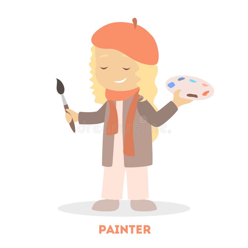 Poco juego de niños como cepillo de la tenencia de Kid del artista libre illustration Poco juego de niños como cepillo de la tenencia de Kid del artista libre illustration