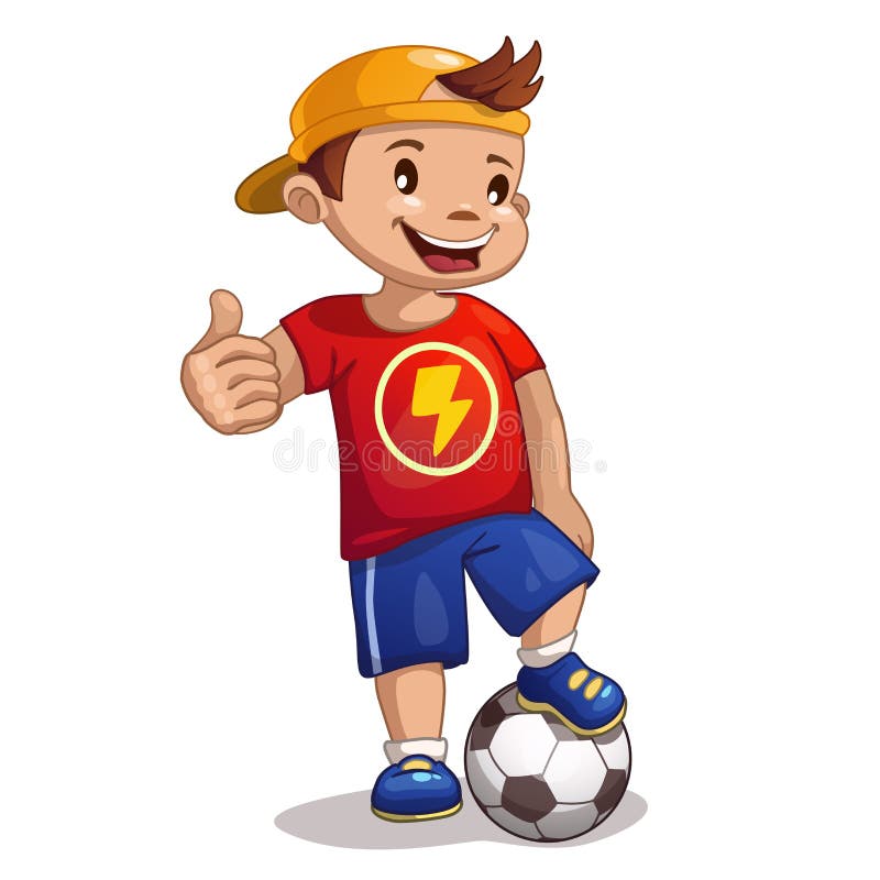 Poco ragazzo del fumetto con la palla illustrazione di stock Poco ragazzo del fumetto con la palla illustrazione di stock