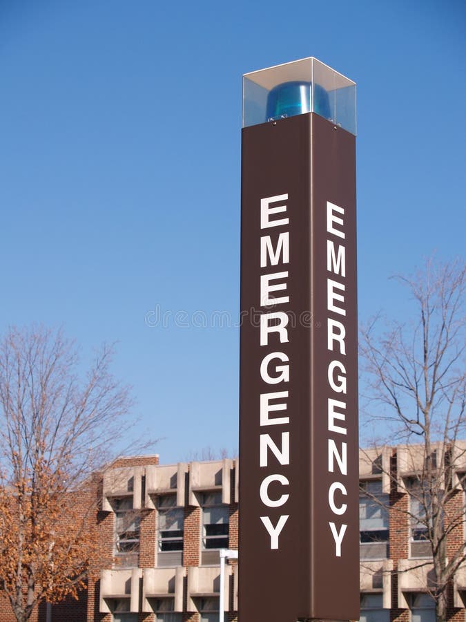 An emergency medical sign post. An emergency medical sign post