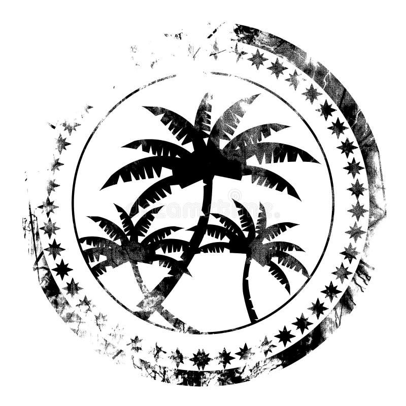 Postal stamp with palm trees on it. Postal stamp with palm trees on it