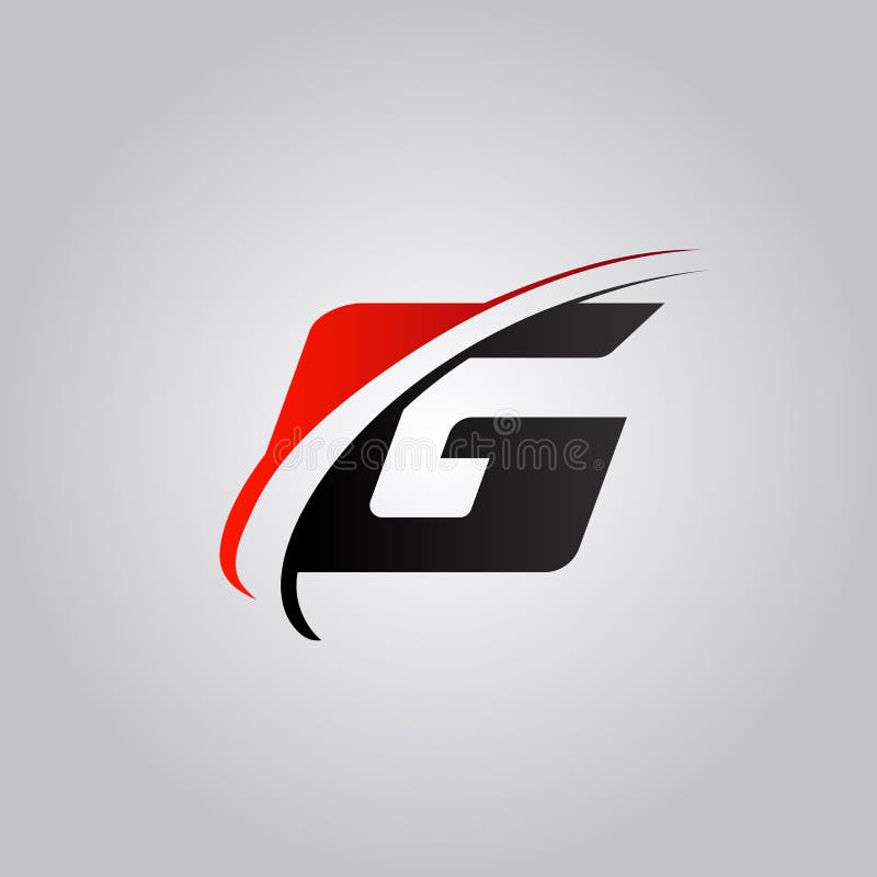Początkowy G listu logo z swoosh barwił czerwień i czerń ilustracji