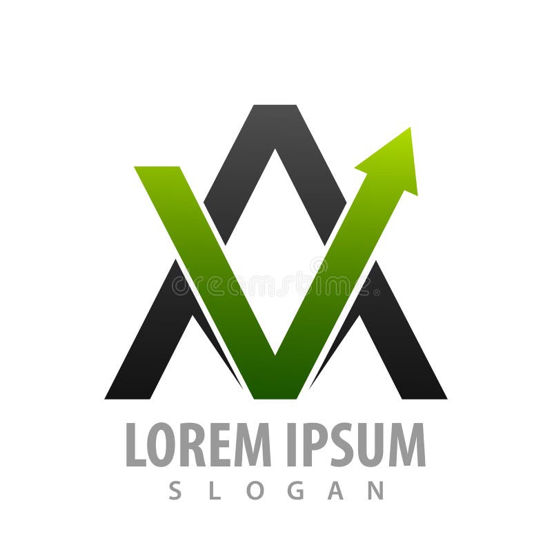 Początkowy list AV z zieloną strzałą w górę pojęcie projekta Symbolu szablonu elementu graficzny wektor royalty ilustracja Początkowy list AV z zieloną strzałą w górę pojęcie projekta Symbolu szablonu elementu graficzny wektor royalty ilustracja