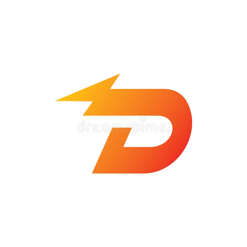 Początkowy projekt logo d Letter lightning energy ilustracji