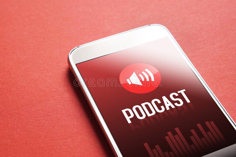 Podcast app sullo smartphone Ascoltando il suono e l'audio