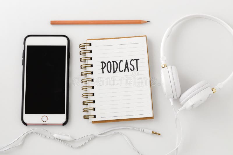 Podcast concept with smartphone stock image Podcast concept with smartphone stock image