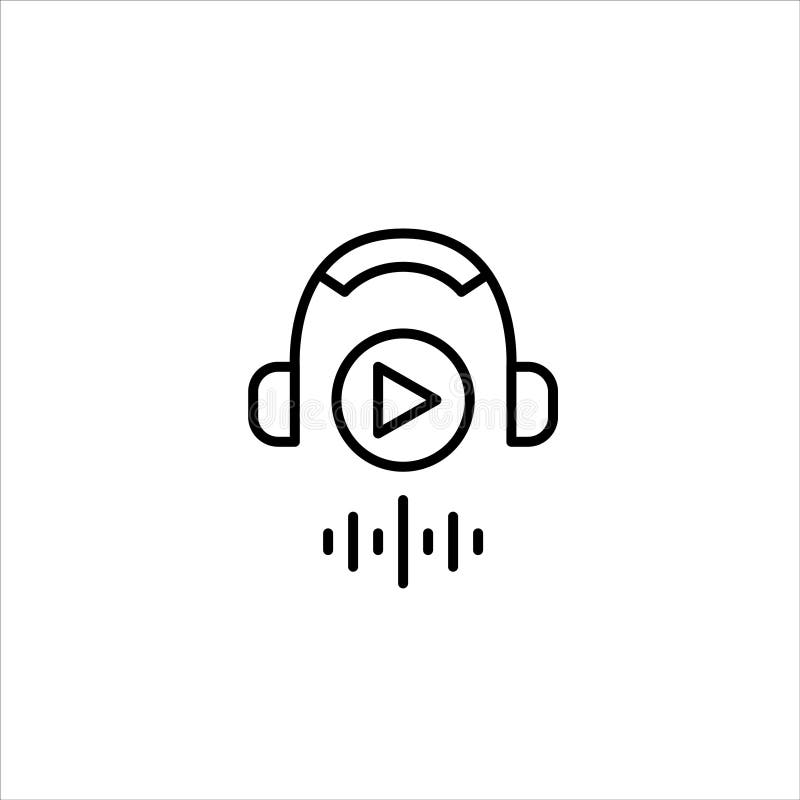 Podcast icon. Headphones, play button and sound wave infographic. Pixel perfect, editable stroke icon royalty free illustration Podcast icon. Headphones, play button and sound wave infographic. Pixel perfect, editable stroke icon royalty free illustration