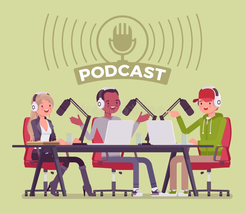 Podcast registrazione del programma di discussione audio illustrazione di stock
