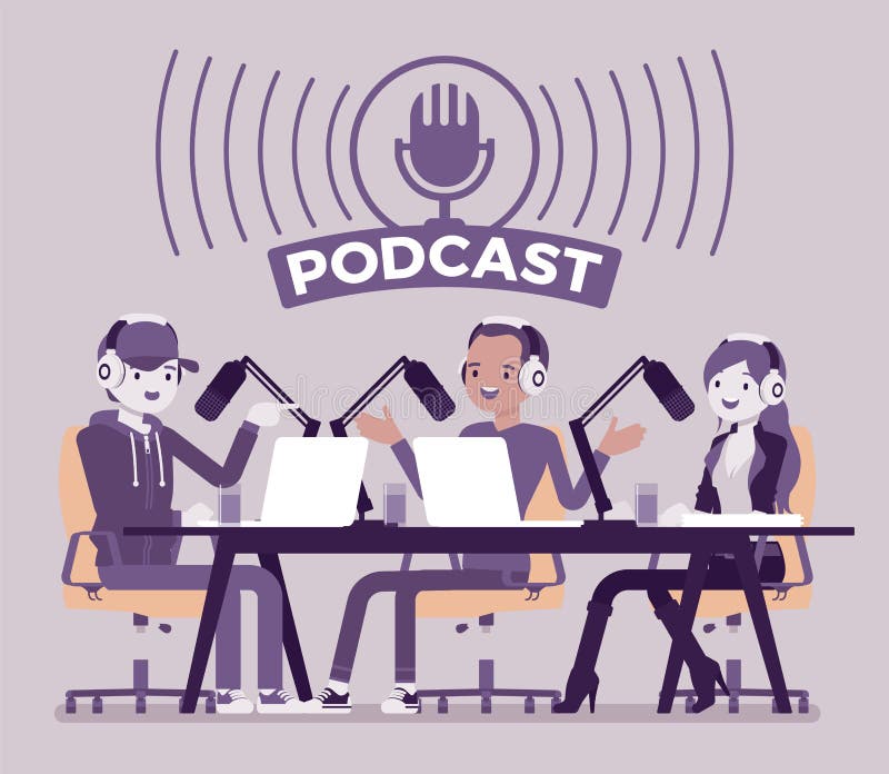 Podcast registrazione del programma di discussione audio illustrazione di stock
