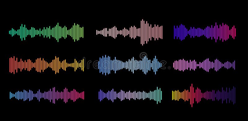 podcast sound waveform icon for music player cover, video editor, voise message in social media chats, voice assistant