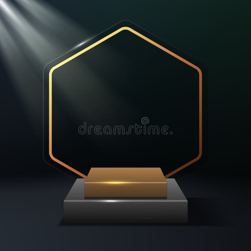 Podio d'oro con illustrazione vettoriale illuminata dalla luce naturale illustrazione di stock