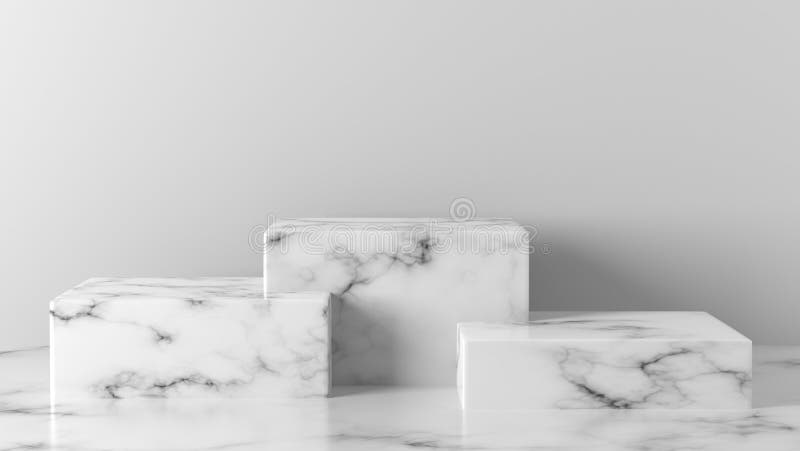 Podium alb marble square box podium in white background. stock illustration
