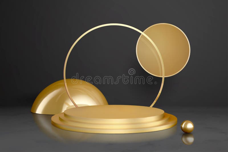Podium auriu pentru brandul produselor royalty free illustration