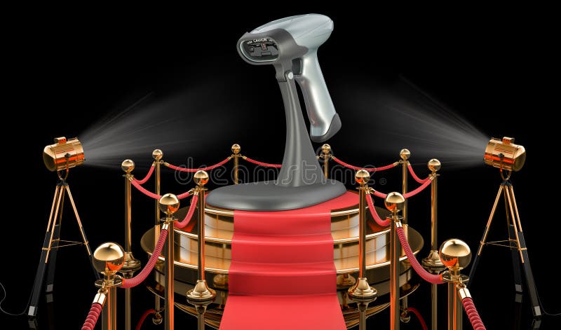 Podium with barcode reader, 3D rendering vector illustration