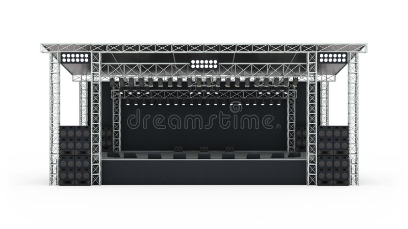 Podium concert stage 3d rendering. royalty free illustration