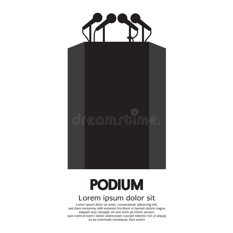 Podium Isolated On White Background With Microphone Vector Illustration. Conference podium vectors