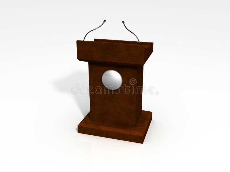 3D Rendered image of a podium made out of mahogany wood. Conference podium illustrations