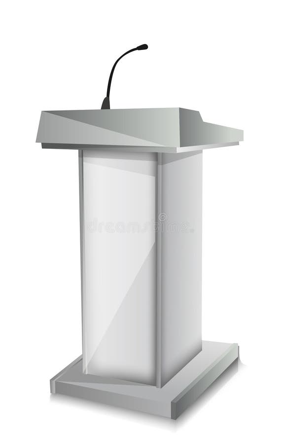 Podium with mic vector illustration background. Conference podium vectors