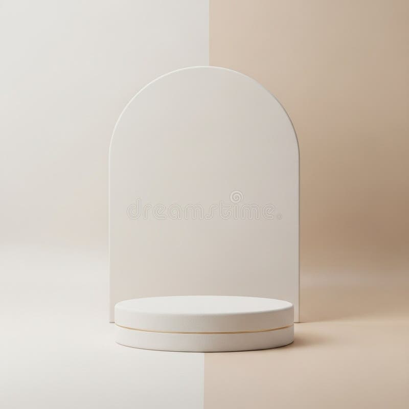 Podium, similarly colored, features a subtle gold line accent, adding vector illustration