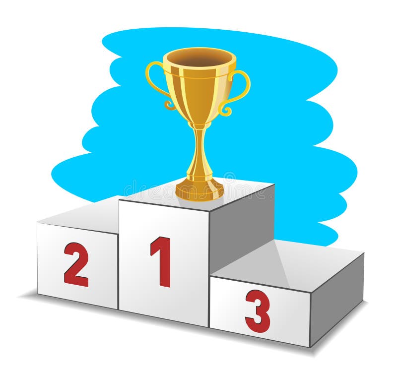 3d Podium Sports Awards on Wooden Table with White Light Background HD. Mock Up.. Winners