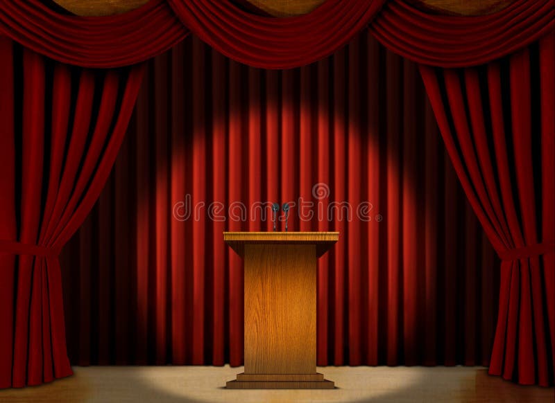 Podium in a Spot Light on Stage Stock Illustration Illustration of