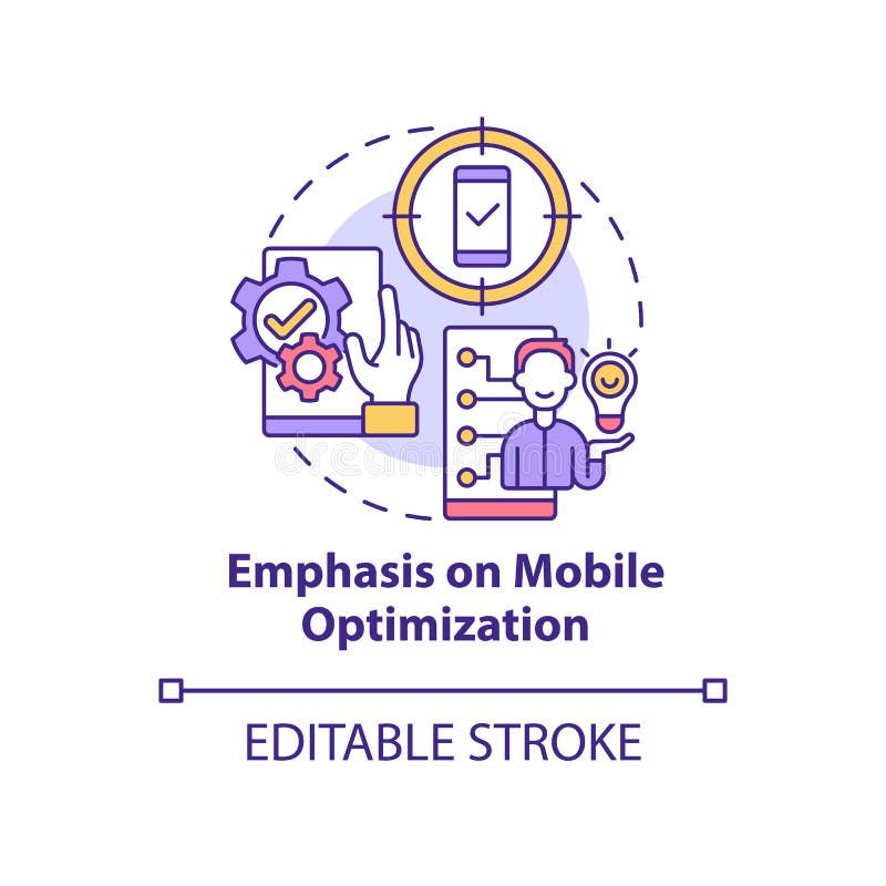 Podkreślenie ikony koncepcji optymalizacji mobilnej ilustracji