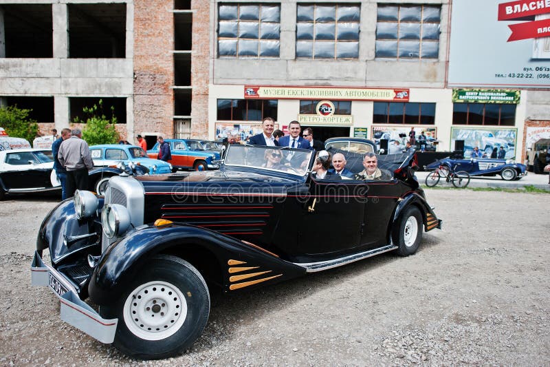 Podol, Ukraine - May 19, 2016: Maybach Zeppelin DS 8 Roadster, luxury classic car, built in Stuttgart, Germany 1928-1938. Podol, Ukraine - May 19, 2016: Maybach Zeppelin DS 8 Roadster, luxury classic car, built in Stuttgart, Germany 1928-1938