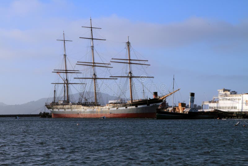 The 19th Century sailing ship Balclutha, moored at San Francisco Maritime Park, a famous tourist destination in san francisco bay. The 19th Century sailing ship Balclutha, moored at San Francisco Maritime Park, a famous tourist destination in san francisco bay