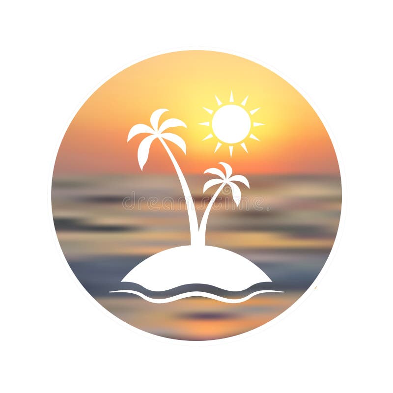 Podróż logo Turystyczny tło Sylwetka drzewko palmowe na unfocused zmierzchu tle ilustracji Podróż logo Turystyczny tło Sylwetka drzewko palmowe na unfocused zmierzchu tle ilustracji