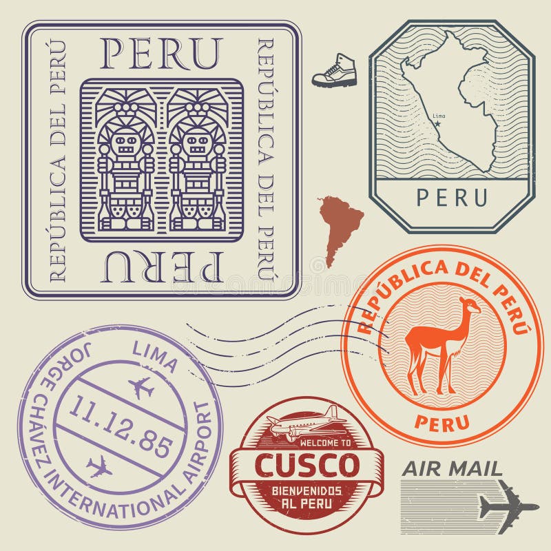 Podróż symbole lub znaczki ustawiają Peru, Ameryka Południowa temat ilustracja wektor Podróż symbole lub znaczki ustawiają Peru, Ameryka Południowa temat ilustracja wektor