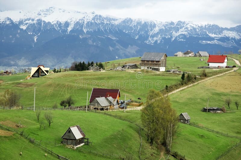 View of Bucegi mountains from Petstera village, Romania. View of Bucegi mountains from Petstera village, Romania