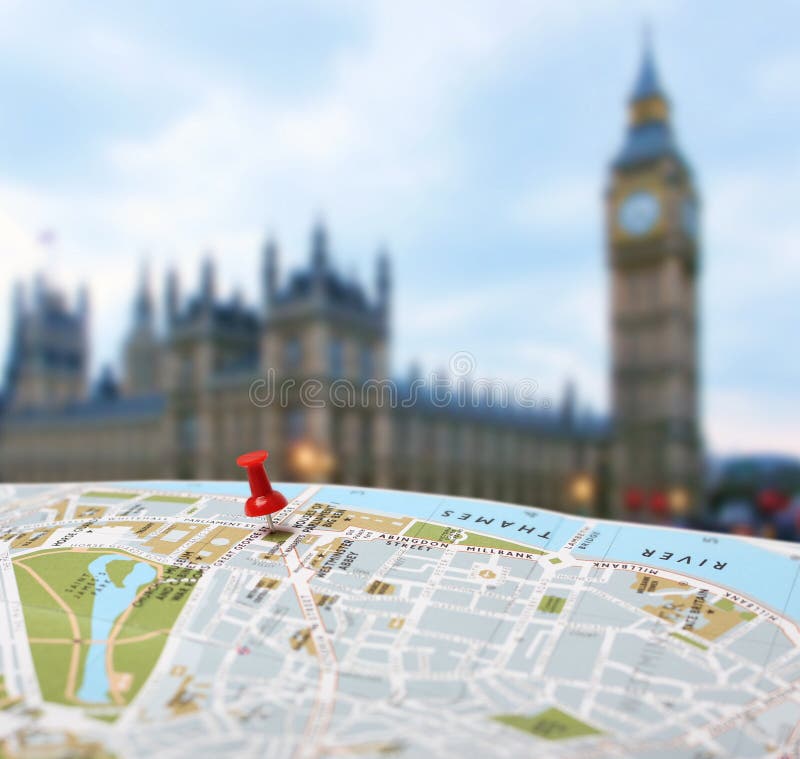 Podróży miejsca przeznaczenia mapy pchnięcia szpilki Londyńska plama