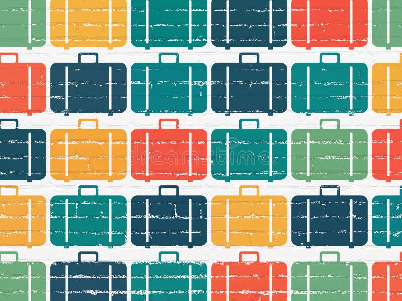 Podróży pojęcie: multicolor toreb ikony na ścianie ilustracji