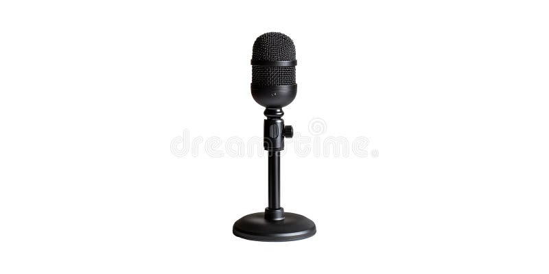 Podstawka mikrofonu Black Vintage. Klasyczne Urządzenia Audio Do Nadawania I Nagrywania Oddzielone Na Przezroczystości obrazy stock