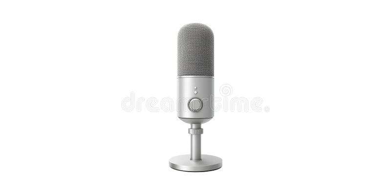 Podstawka Mikrofonu Usb Srebrna. Profesjonalne Urządzenia Do Nagrywania Dźwięków Do Podcastów I Streamowania Oddzielone Na Przezro fotografia stock