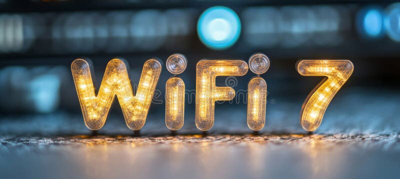 Podświetlana karta WiFi 7 Logowanie Technologia Tło Symbolizacja Szybkie połączenie internetowe ilustracja wektor