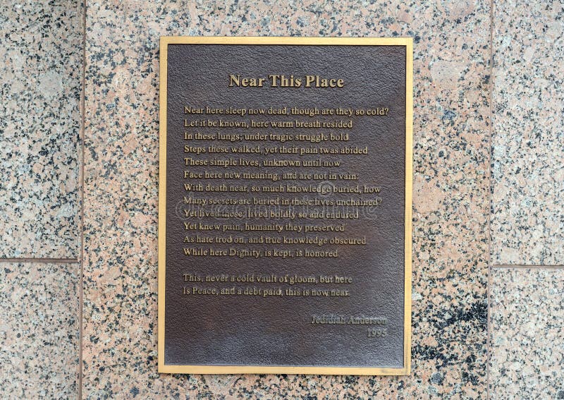 Poem av ett skolbarn i Freeman's Cemetery Memorial i Dallas, Texas arkivfoton