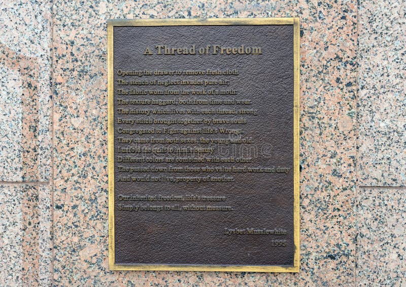 Poem av ett skolbarn i Freeman's Cemetery Memorial i Dallas, Texas arkivfoton