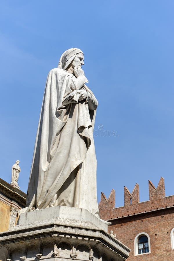 Sculpture of the philosopher Dante Alighieri in Verona in Italy. Sculpture of the philosopher Dante Alighieri in Verona in Italy