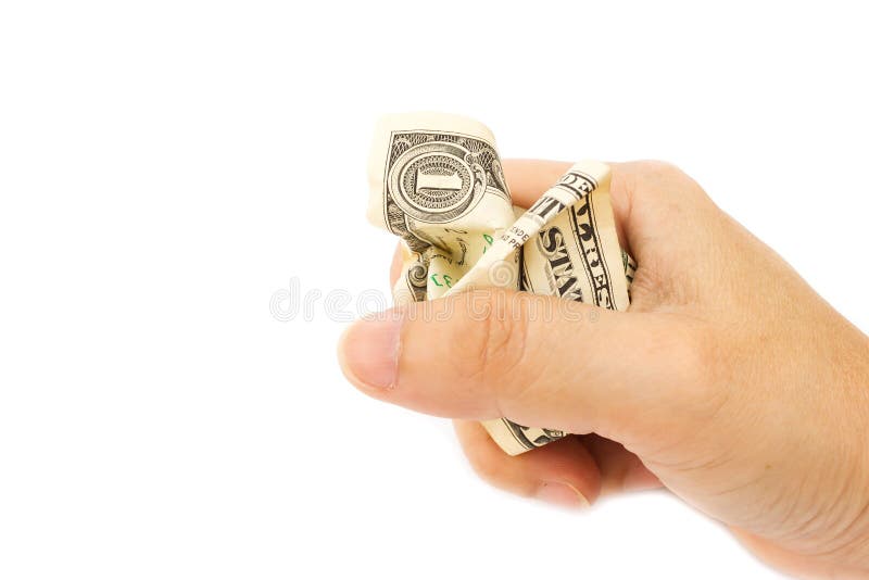Poignée de la main de la femme un un ƒ chiffonné de ¹ de billà du dollar photographie stock Poignée de la main de la femme un un ƒ chiffonné de ¹ de billà du dollar photographie stock