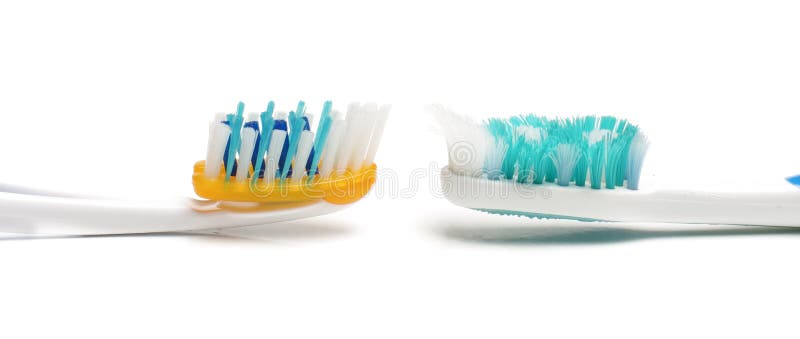 Poils utilisés et nouveaux de brosse à dents