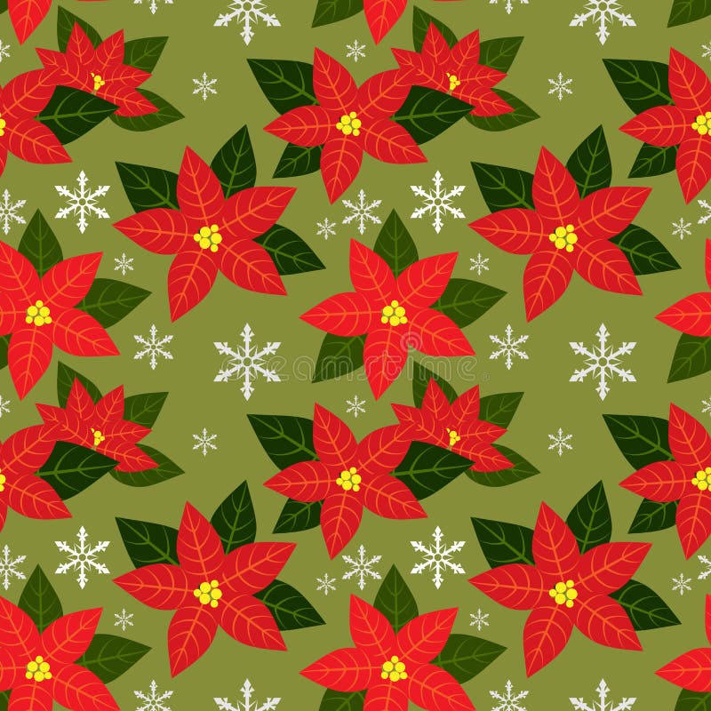 Poinsettiakerstmis bloeit naadloos patroon stock illustratie Poinsettiakerstmis bloeit naadloos patroon stock illustratie