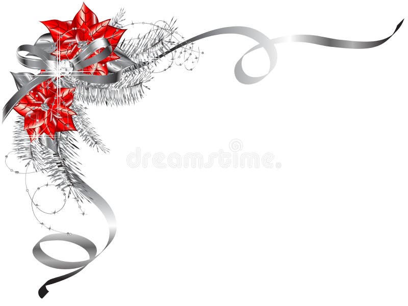 Luxury Christmas background with poinsettia and silver needles. Luxury Christmas background with poinsettia and silver needles