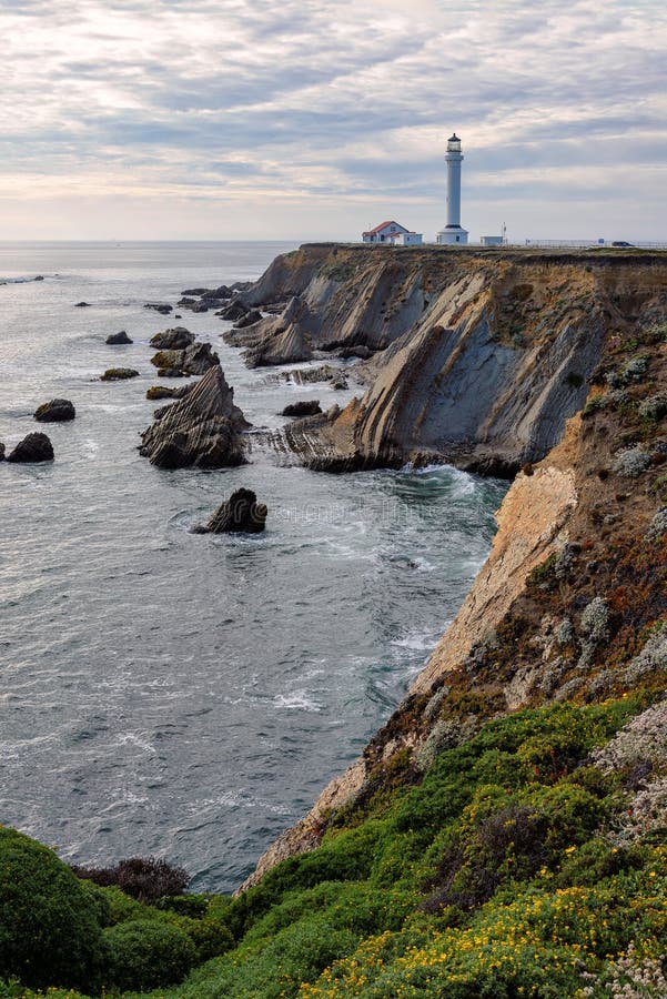 Point Arena Lighthouse On The Rock, California Stock Photo Image of
