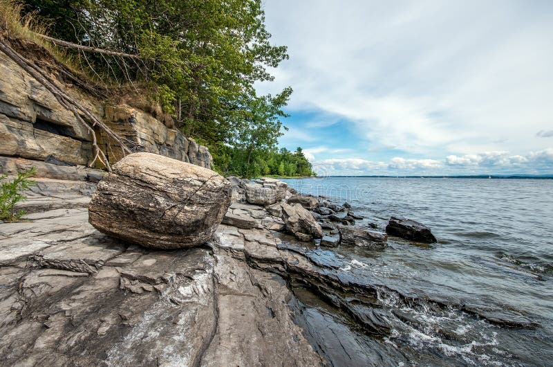 Point Au Roche State Park stock image. Image of rock 57788925